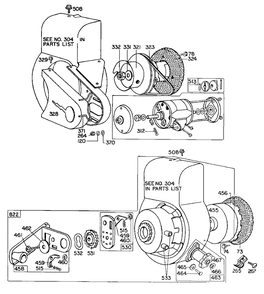 Starters Diagram and Parts List for  Briggs and Stratton Engine